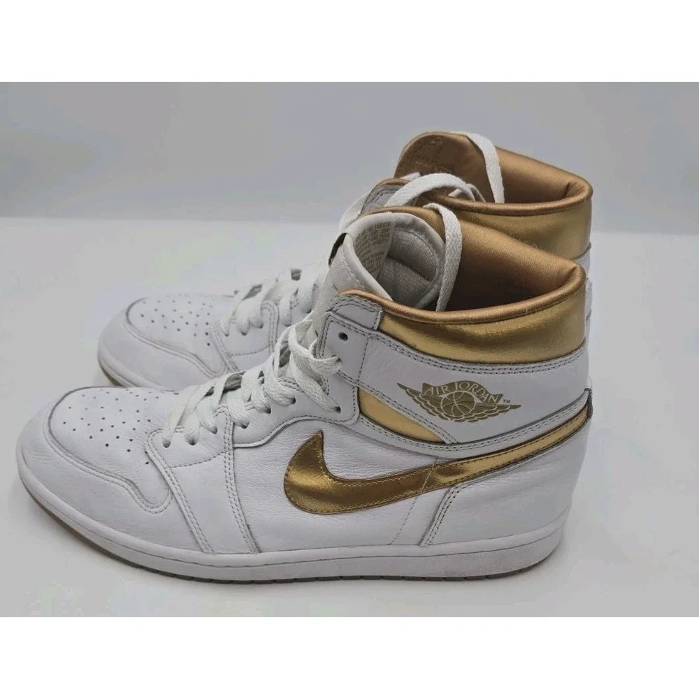 Jordan 1 Retro High OG Mens Shoes White-Metallic Gold FD2596-107 Basketball 11.5
